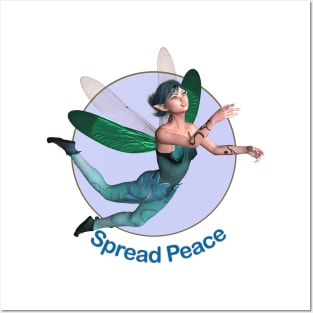 spread peace elf fairy faerie dragonfly wings flying Posters and Art